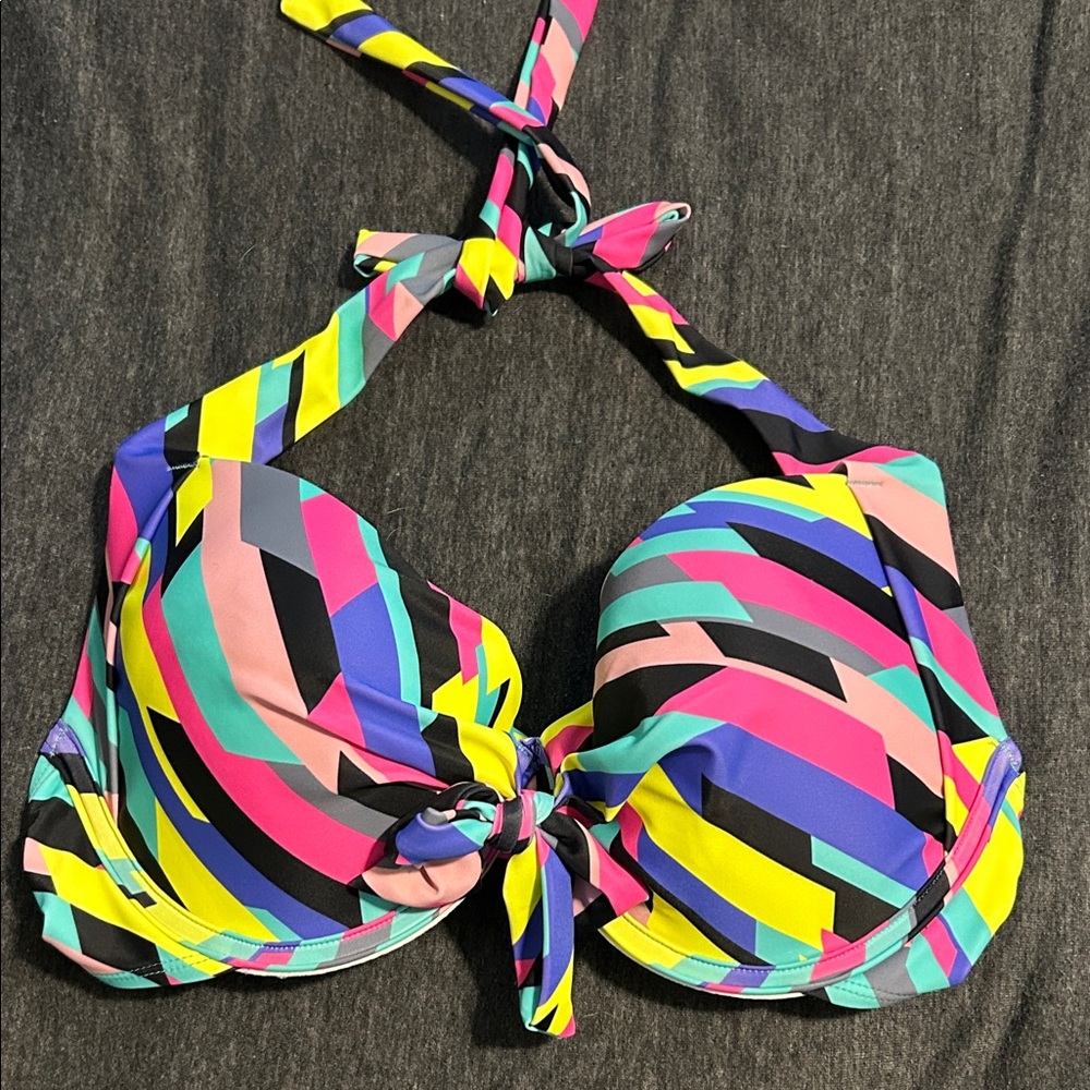 Vibrant Multicolor Halter Bikini Top